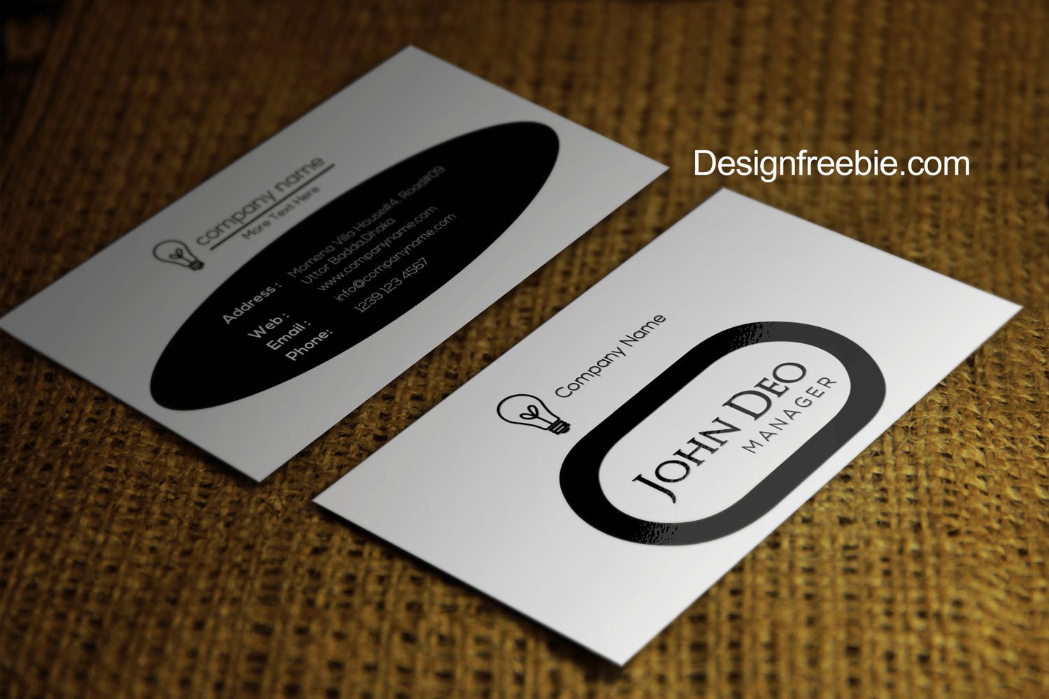 Black and white Free Business card template PSD With Black And White Business Cards Templates Free